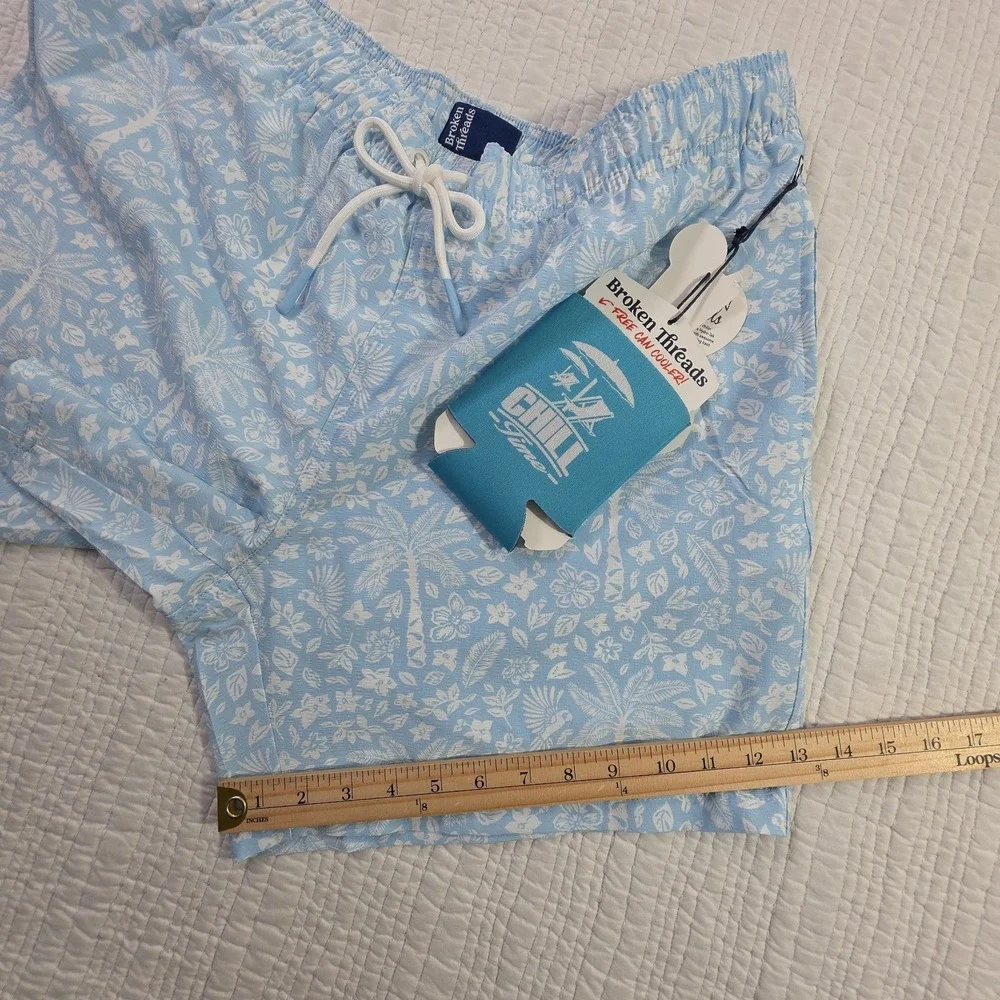 roken Threads Mens XL Swim Trunks New Light Blue Floral Board Shorts Mesh Lined
